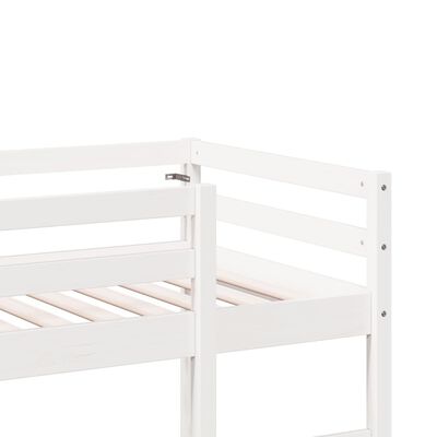 vidaXL Loft Bed Frame without Mattress White 75x190 cm Small Single Solid Wood Pine