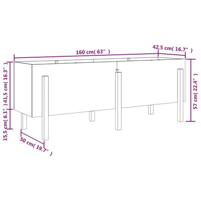 vidaXL Garden Raised Bed Black 160x50x57 cm Solid Wood Pine