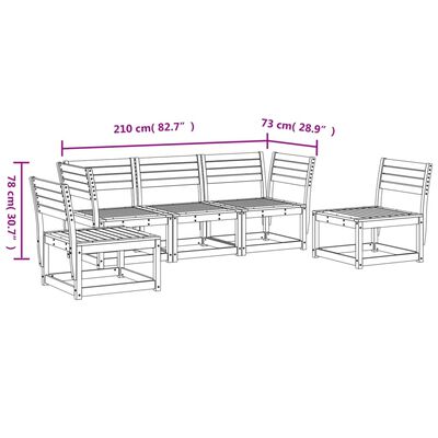 vidaXL 5 Piece Garden Sofa Set White Solid Wood Pine