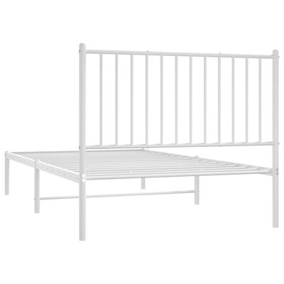 vidaXL Metal Bed Frame without Mattress with Headboard White 100x190 cm