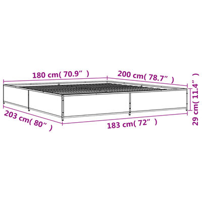 vidaXL Bed Frame without Mattress Brown Oak 180x200 cm Super King