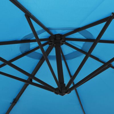 vidaXL Wall-mounted Parasol with LEDs Sea Blue 290cm