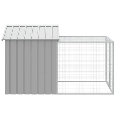 vidaXL Chicken Cage with Run Light Grey 117x201x123 cm Galvanised Steel