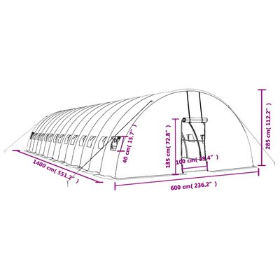 vidaXL Greenhouse with Steel Frame White 84 m² 14x6x2.85 m