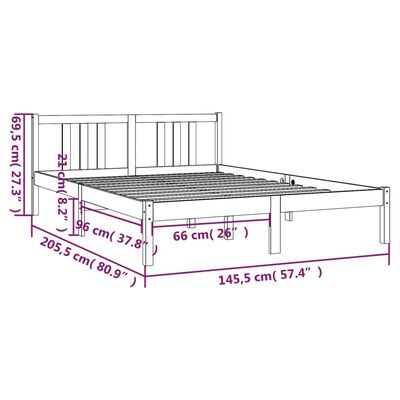 vidaXL Bed Frame without Mattress Solid Wood 140x200 cm