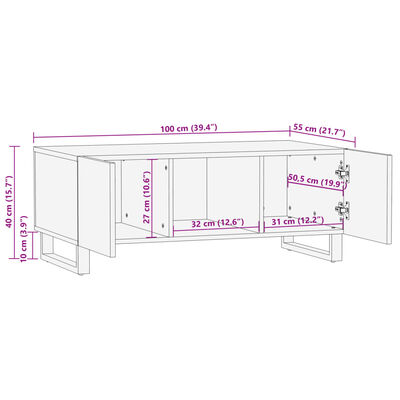 vidaXL Coffee Table Brown 100x55x40 cm Solid Wood Mango