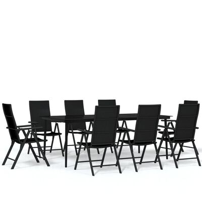 vidaXL 9 Piece Garden Dining Set Black