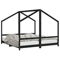 vidaXL Kids Bed Frame Black 2x(90x190) cm Solid Wood Pine