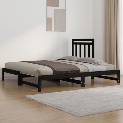 vidaXL Pull-out Day Bed without Mattress Black 2x(90x200) cm