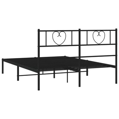 vidaXL Metal Bed Frame without Mattress with Headboard Black 140x200 cm