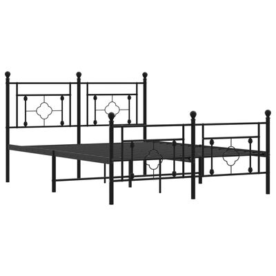 vidaXL Metal Bed Frame without Mattress with Footboard Black 140x200 cm