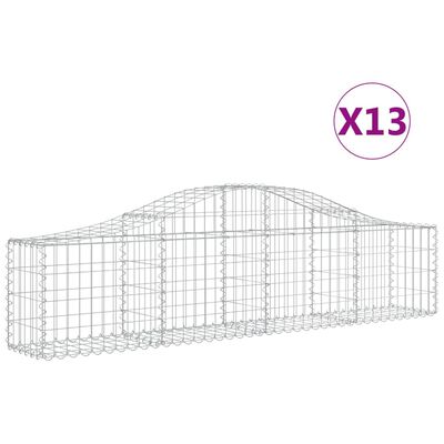 vidaXL Arched Gabion Baskets 13 pcs 200x30x40/60 cm Galvanised Iron