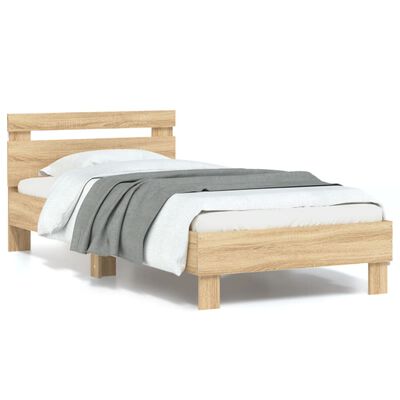 vidaXL Bed Frame without Mattress with LED Lights Sonoma Oak 90x190 cm Single