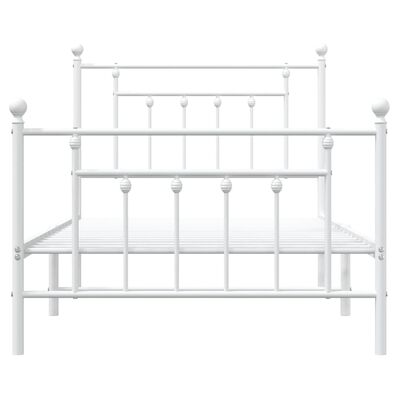 vidaXL Metal Bed Frame without Mattress with Footboard White 100x190 cm