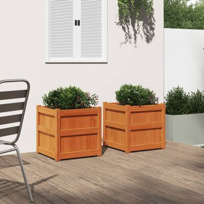 vidaXL Garden Planters 2 pcs Wax Brown Solid Wood Pine