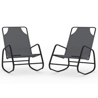 vidaXL Rocking Sun Loungers 2 pcs Grey Steel and Textilene