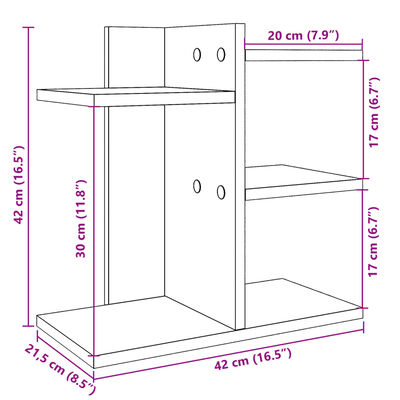 vidaXL Desk Organiser White 42x21.5x42 cm Engineered wood