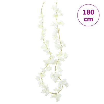 vidaXL Christmas Flower Garlands 6 pcs White 180 cm