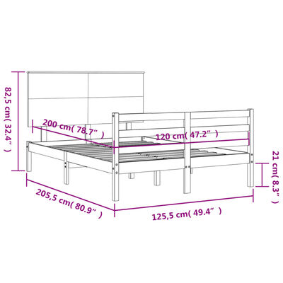 vidaXL Bed Frame without Mattress Black 120x200 cm Solid Wood