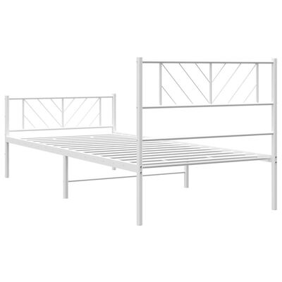 vidaXL Metal Bed Frame without Mattress with Footboard White 100x190 cm