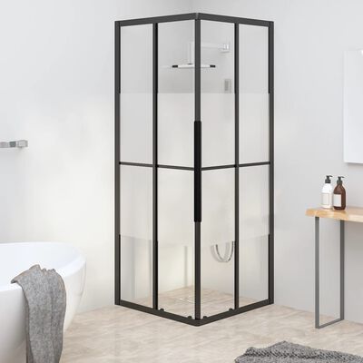 vidaXL Shower Cabin Half Frosted ESG 80x80x180 cm Black