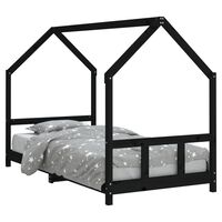 vidaXL Kids Bed Frame Black 90x190 cm Solid Wood Pine