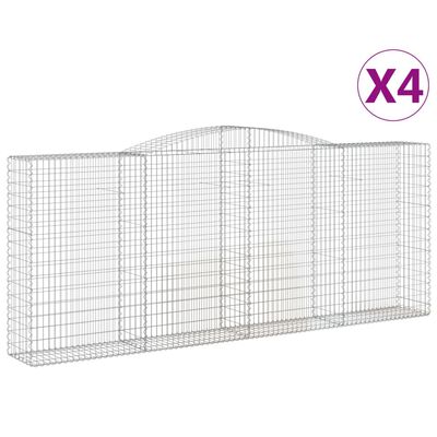 vidaXL Arched Gabion Baskets 4 pcs 400x50x160/180 cm Galvanised Iron