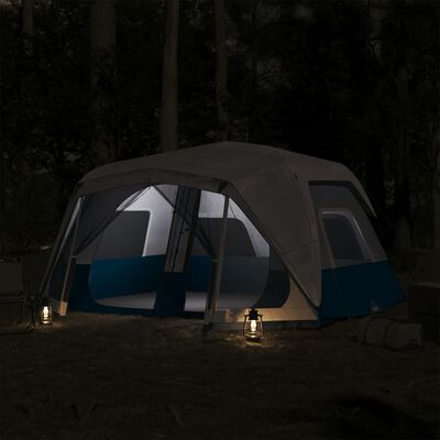 vidaXL Family Tent with LED 10-Person Light Blue Quick Release