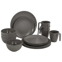 Bo-Camp 16 Piece Tableware Stone Melamine Grey