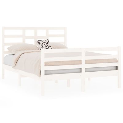 vidaXL Bed Frame without Mattress White Solid Wood 140x190 cm