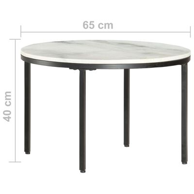 vidaXL Coffee Table White and Black Ø65 cm Real Solid Marble