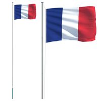 vidaXL France Flag and Pole 6.23 m Aluminium