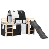 vidaXL Kids' Loft Bed with Tunnel White&Black 80x200 cm Solid Wood Pine