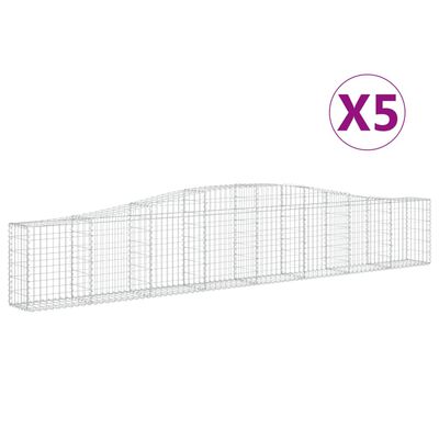 vidaXL Arched Gabion Baskets 5 pcs 400x30x60/80 cm Galvanised Iron