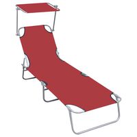 vidaXL Folding Sun Lounger with Canopy Red Aluminium