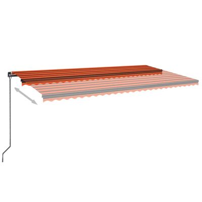 vidaXL Manual Retractable Awning with LED 600x350 cm Orange and Brown