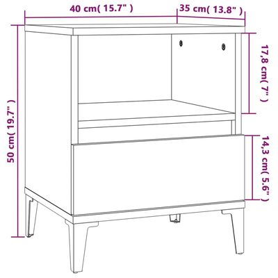 vidaXL Bedside Cabinets 2 pcs High Gloss White 40x35x50 cm