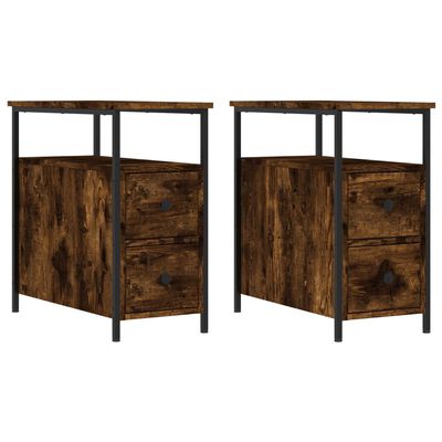 vidaXL Bedside Cabinets 2 pcs Smoked Oak 30x60x60 cm Engineered Wood