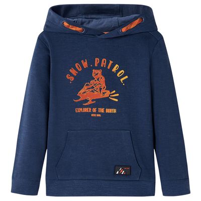 Kids' Hooded Sweatshirt Navy Melange and Orange 128