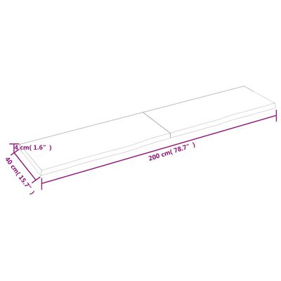 vidaXL Table Top 200x40x(2-4) cm Untreated Solid Wood Oak