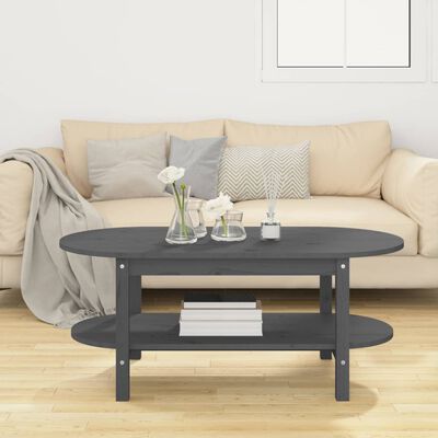 vidaXL Coffee Table Grey 110x55x45 cm Solid Wood Pine