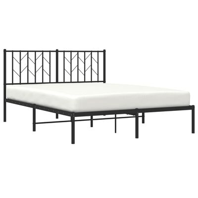 vidaXL Metal Bed Frame without Mattress with Headboard Black 140x200 cm