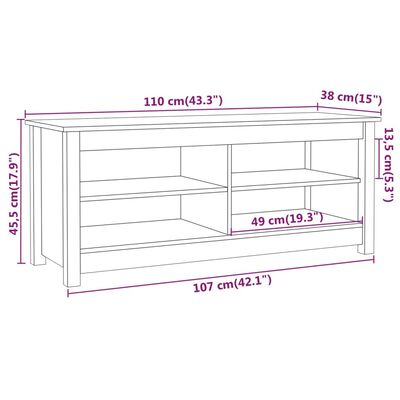 vidaXL Shoe Bench Grey 110x38x45.5 cm Solid Wood Pine