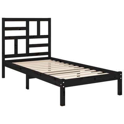 vidaXL Bed Frame without Mattress Black Solid Wood 90x190 cm Single