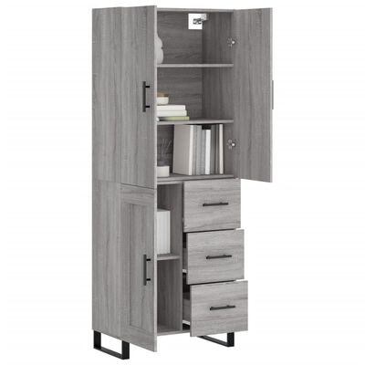 vidaXL Highboard Grey Sonoma 69.5x34x180 cm Engineered Wood