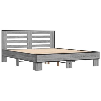 vidaXL Bed Frame without Mattress Grey Sonoma 150x200 cm King Size