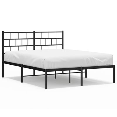 vidaXL Metal Bed Frame without Mattress with Headboard Black 120x190 cm Small Double