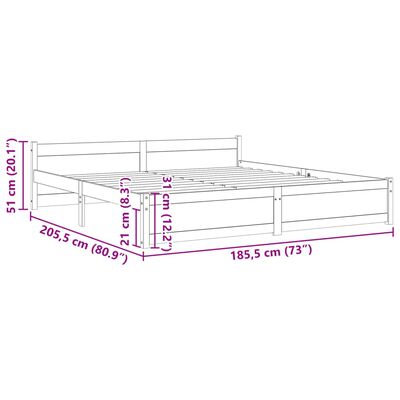 vidaXL Bed Frame without Mattress Black Solid Wood 180x200 cm Super King