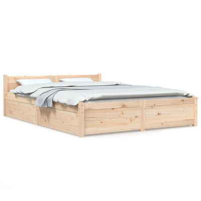 vidaXL Bed Frame without Mattress with Drawers 140x200 cm (815044+814999)