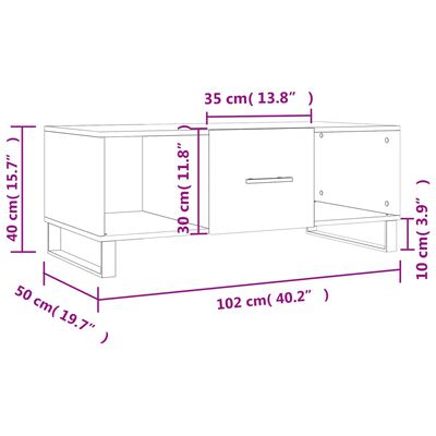 vidaXL Coffee Table Black 102x50x40 cm Engineered Wood